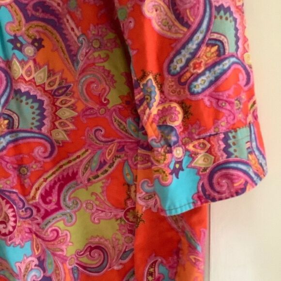 chaps PAISLEY BUTTON DOWN COLLARED WOMAN COTTON SHIRT SIZE US 1X - Picture 3 of 10